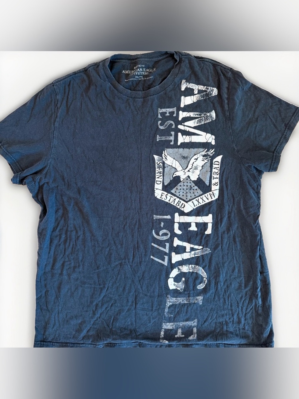 Vtg Y2K American Eagle Outfitters Mens Black Graphic T-Shirt Size XXL Fader Fade